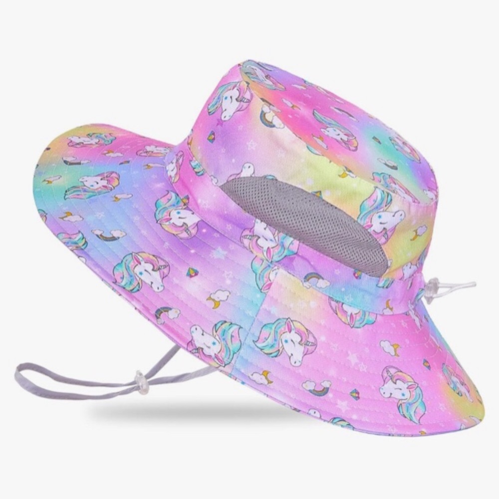 Amazon Kids Girls Mesh Bucket Sun Hat Unicorn Rainbow Print
